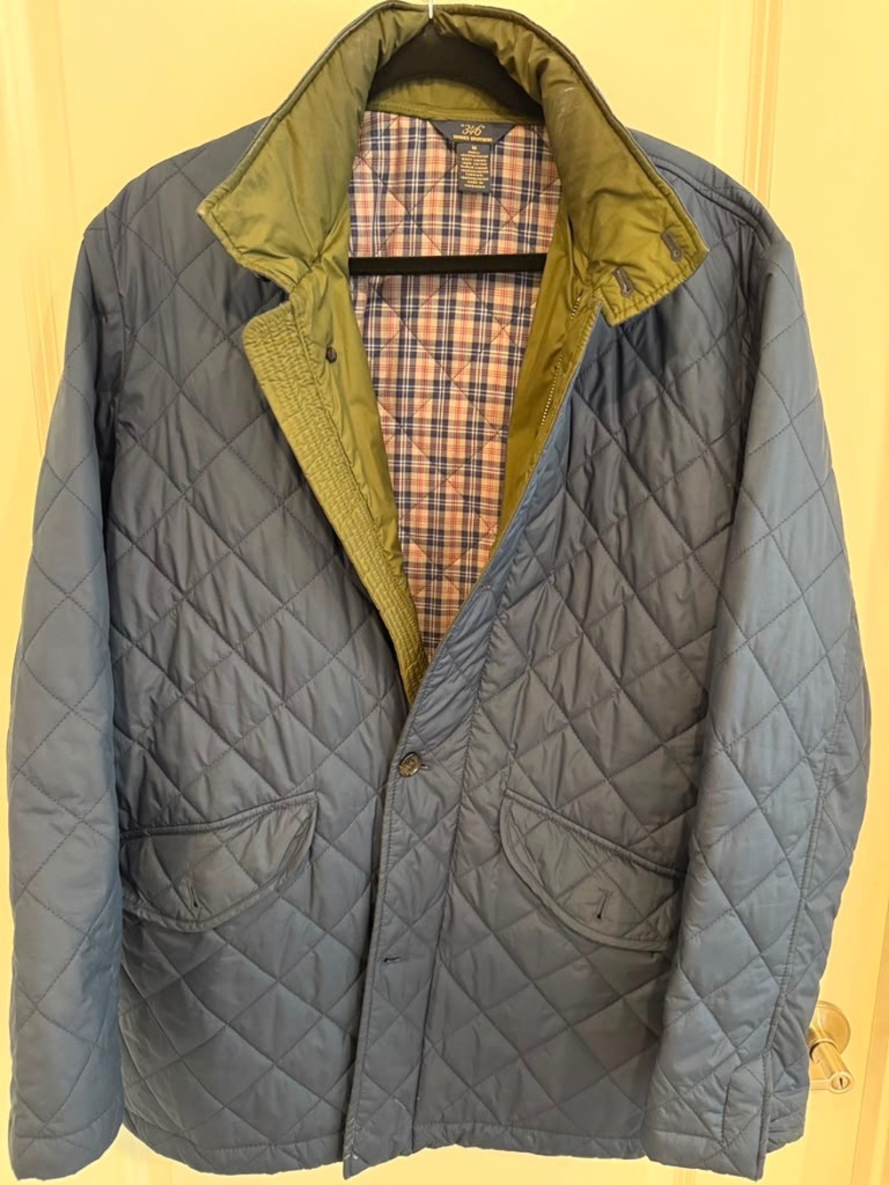 Brooks Brothers Quilted Blue Jacket with Olive Interior